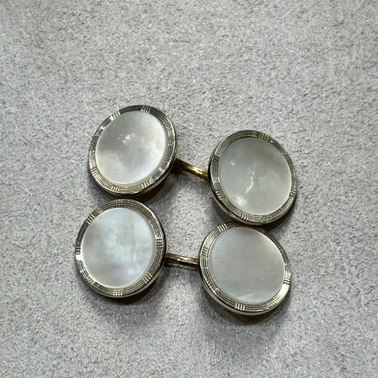 Vintage Mother of Pearl Cufflinks with Gold Backing – Retro Elegance for Father’s Day