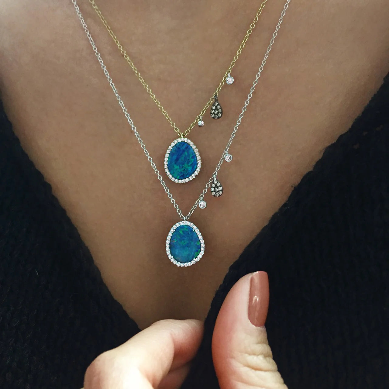 Opal and Yellow Gold Diamond Necklace