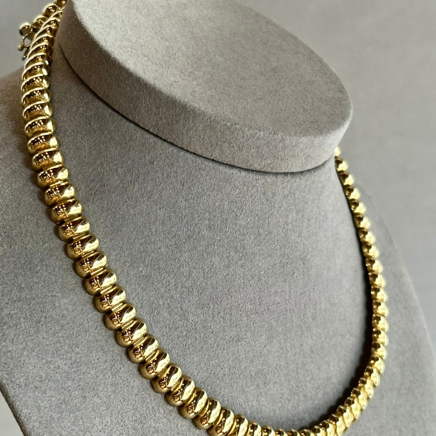 Vintage 1980s 14K Yellow Gold Pebble Necklace | 17” Length | One-of-a-Kind Statement Piece