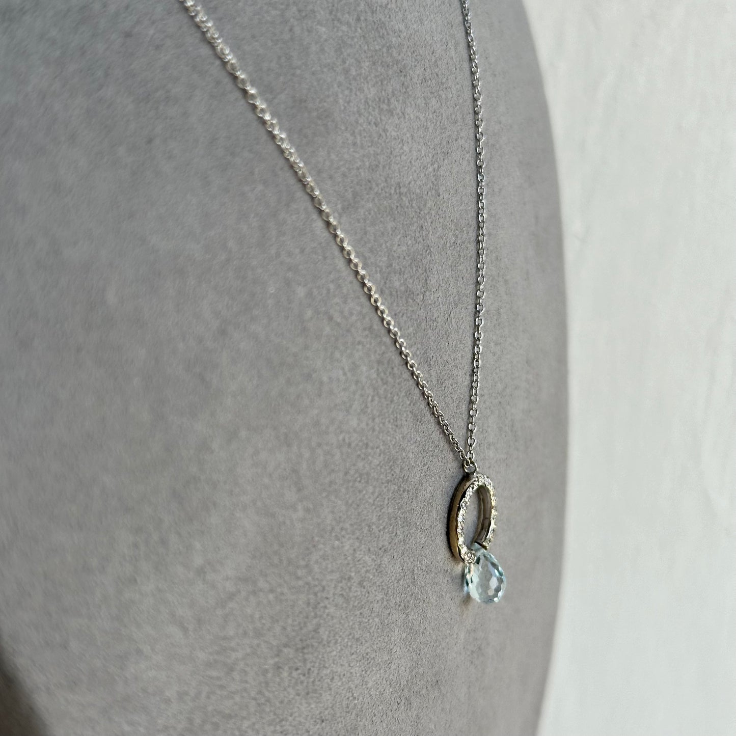 Aquamarine & Diamond Drop Necklace in 18K Yellow Gold