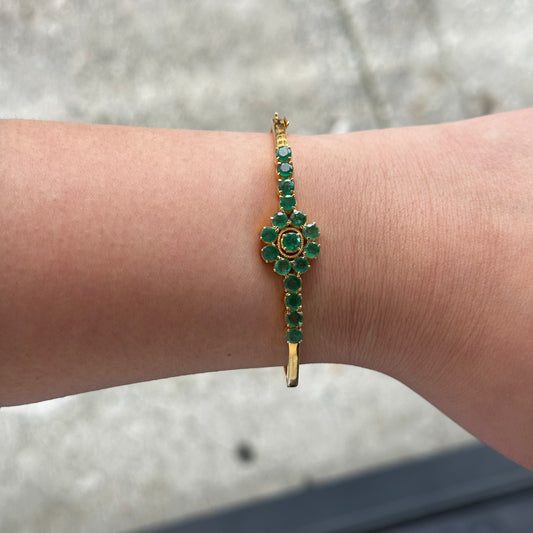 22kt Yellow Gold Emerald Flower Bangle