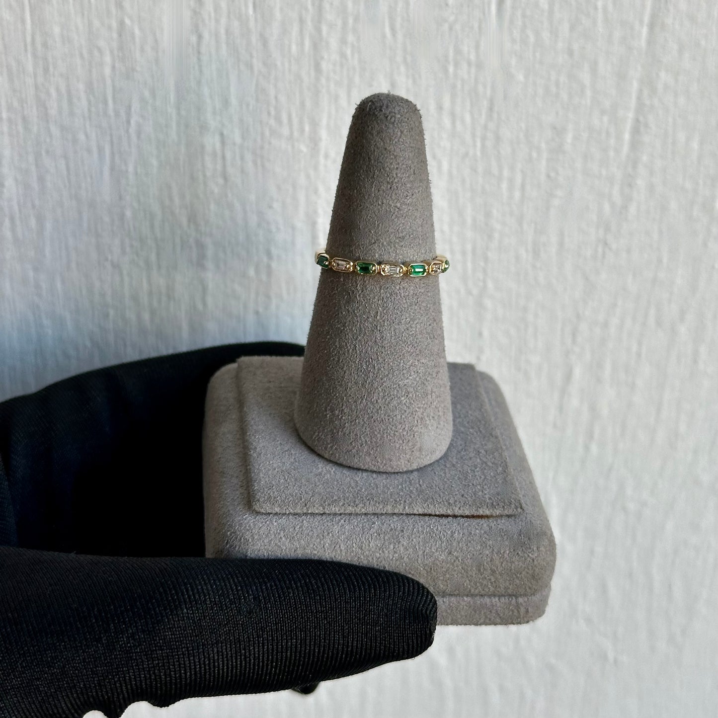 14KT Yellow Gold Diamond & Emerald Ring | 0.08CT Diamond, 0.11CT Emerald | Elegant Birthstone Jewelry