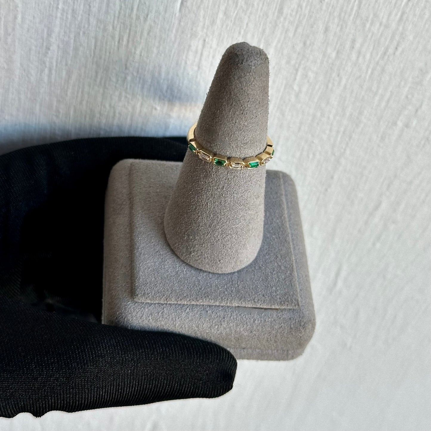 14KT Yellow Gold Diamond & Emerald Ring | 0.08CT Diamond, 0.11CT Emerald | Elegant Birthstone Jewelry