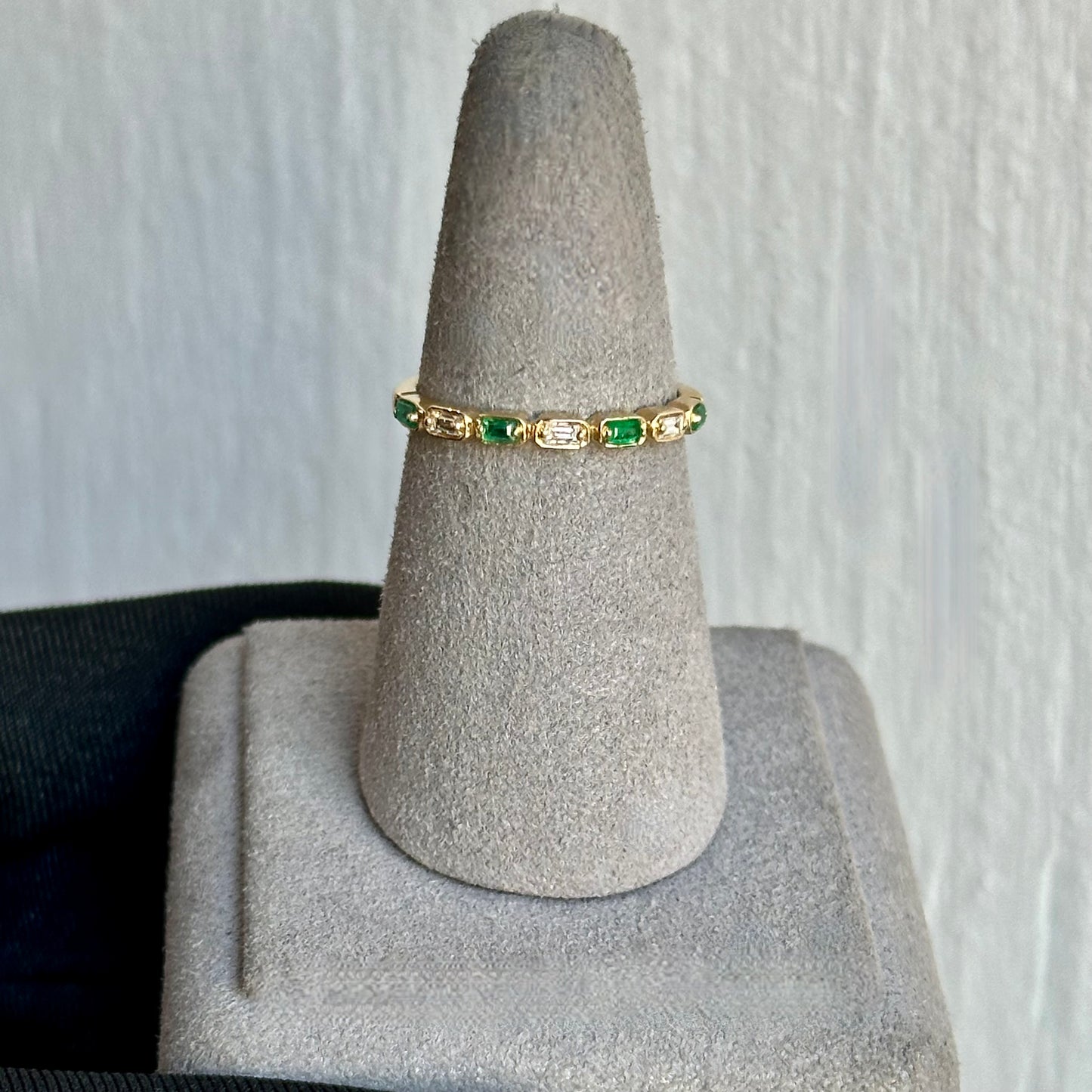 14KT Yellow Gold Diamond & Emerald Ring | 0.08CT Diamond, 0.11CT Emerald | Elegant Birthstone Jewelry
