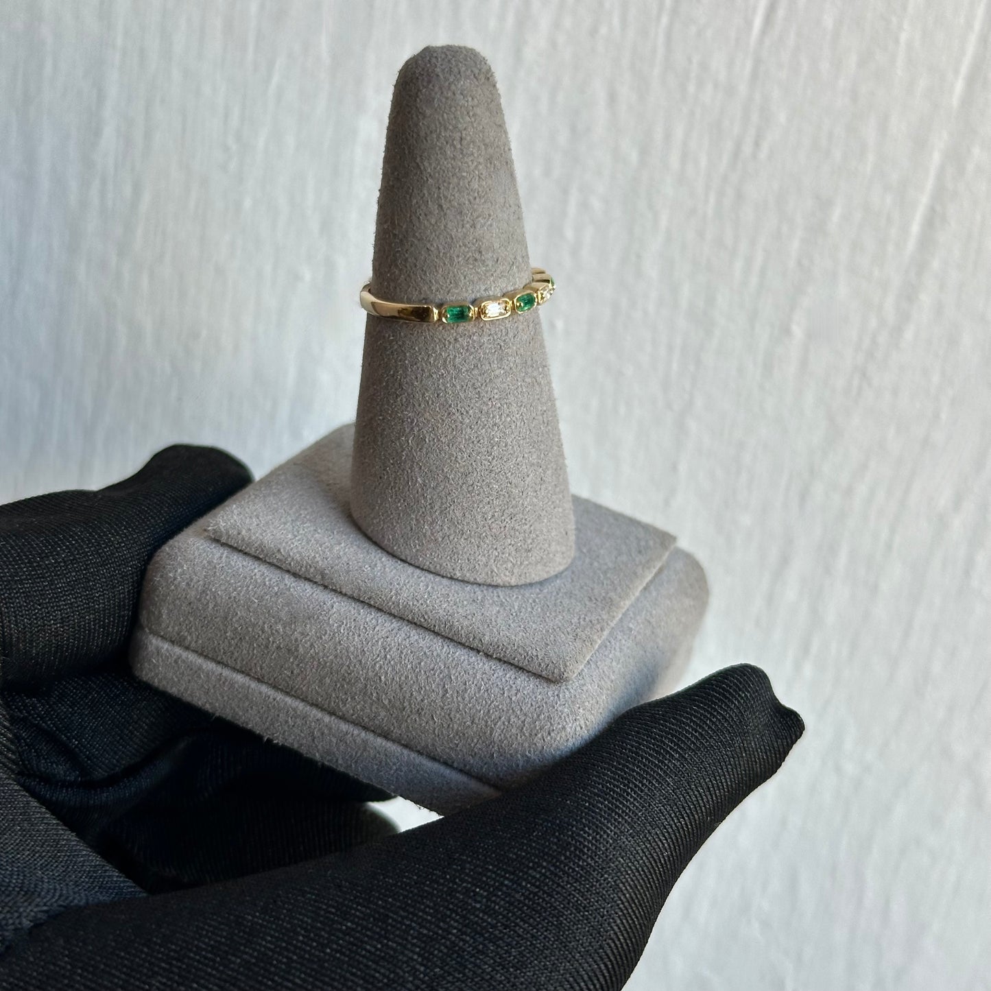 14KT Yellow Gold Diamond & Emerald Ring | 0.08CT Diamond, 0.11CT Emerald | Elegant Birthstone Jewelry