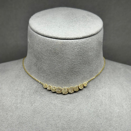 14kt Yellow Gold Necklace with 9 Diamond-Studded Discs, 0.59 CTW