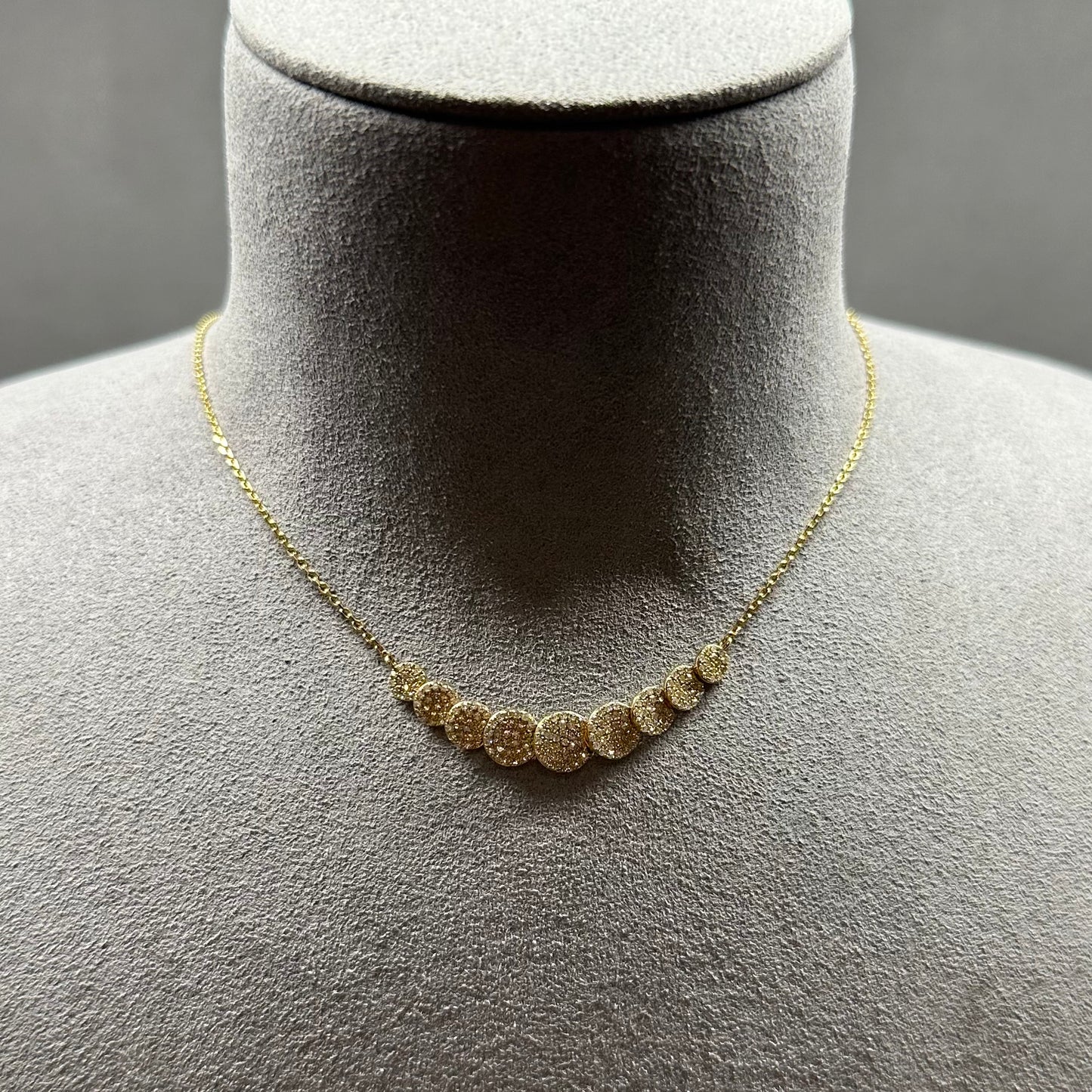 14kt Yellow Gold Necklace with 9 Diamond-Studded Discs, 0.59 CTW