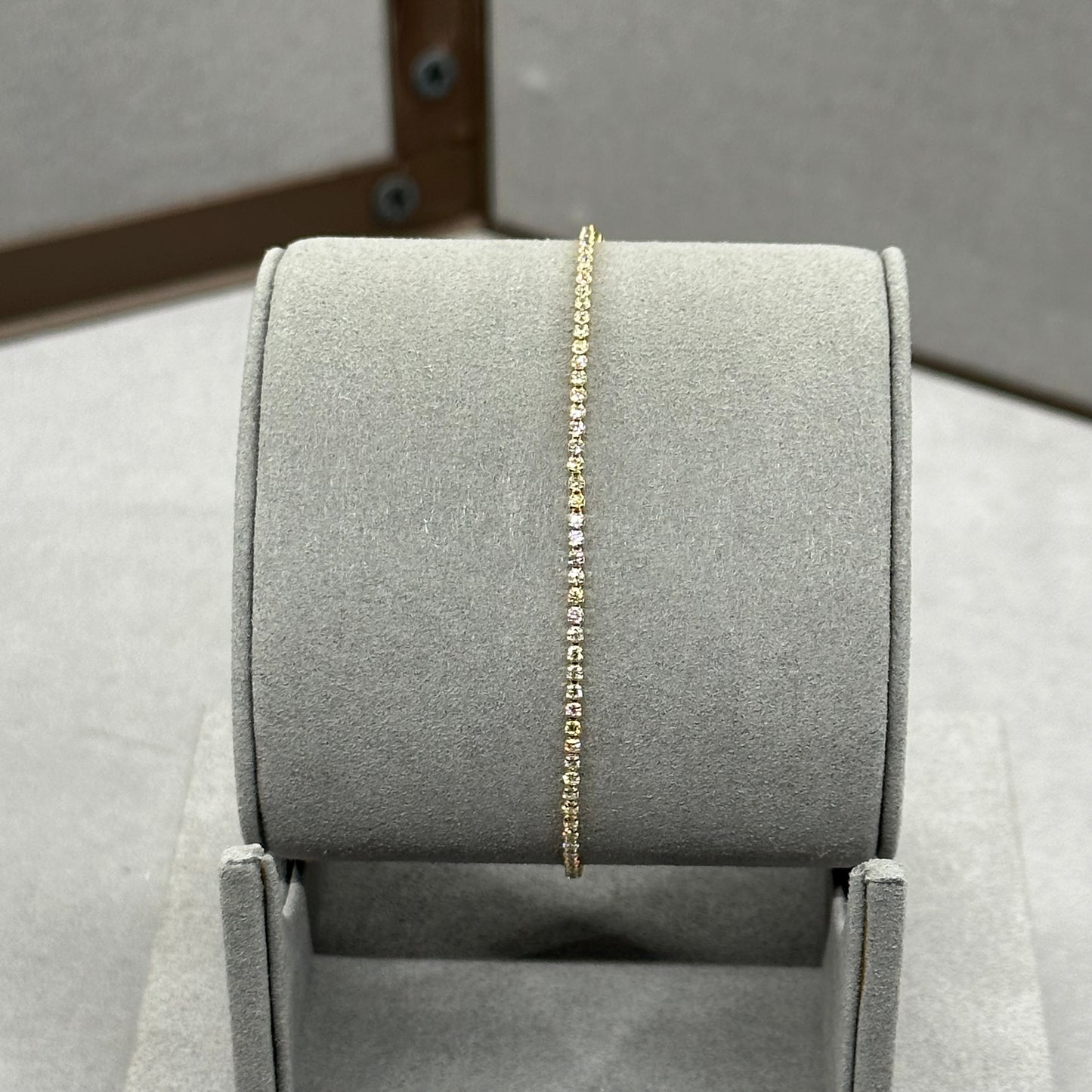 Yellow Gold Dainty Diamond Tennis Bracelet