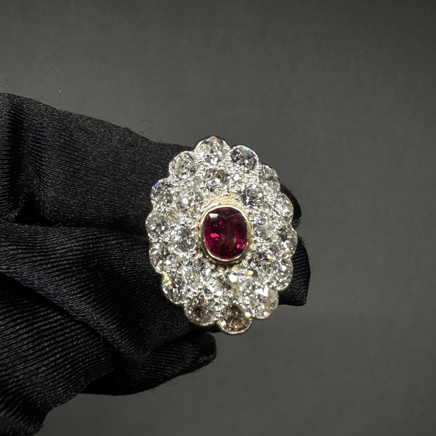 Antique Ruby & Diamonds Cocktail Ring