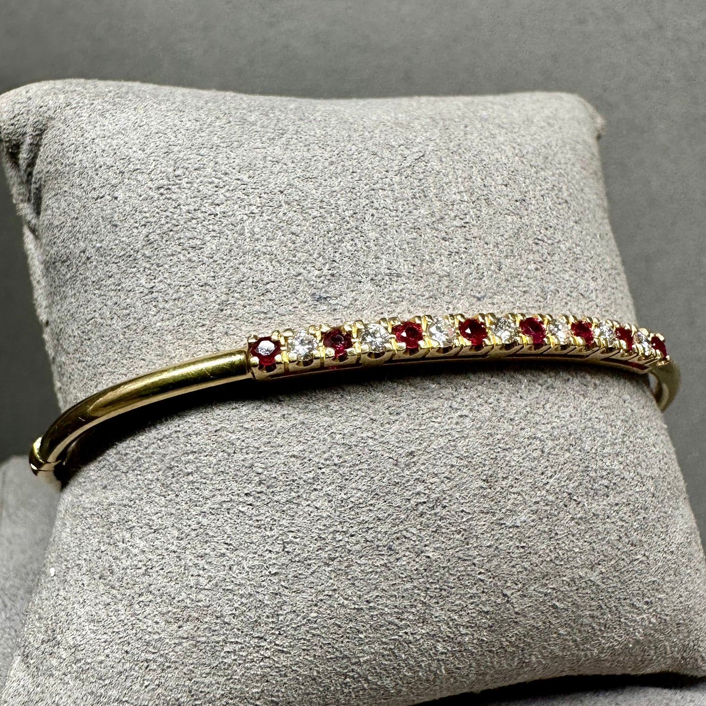 14kt YG Ruby and Diamond Pave Bangle