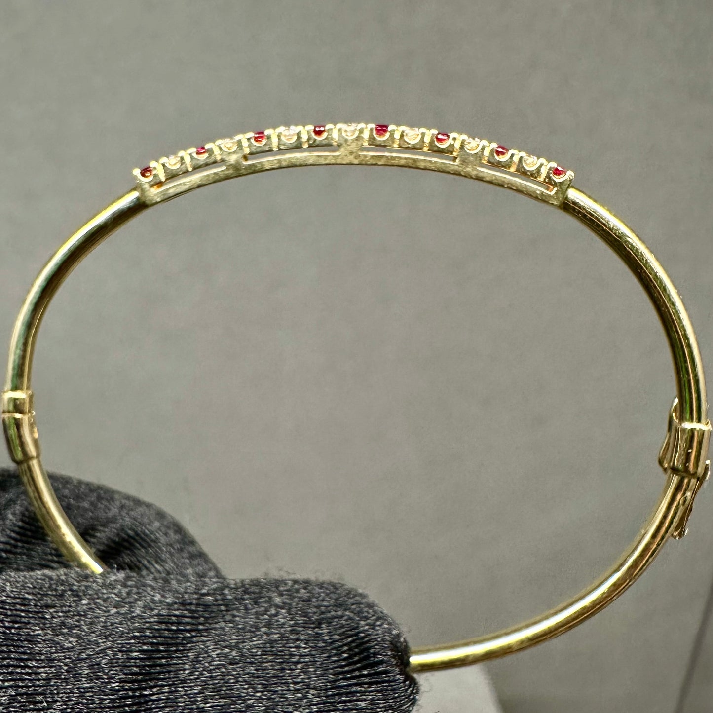 14kt YG Ruby and Diamond Pave Bangle