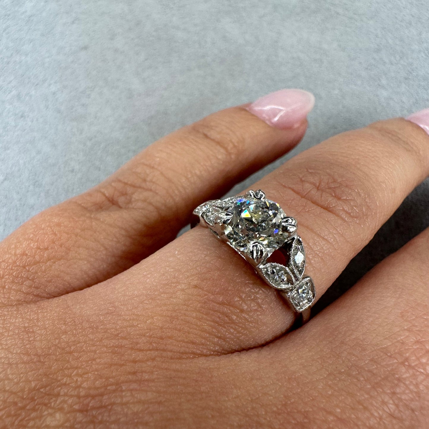 0.89ct Art Deco Platinum Engagement Ring