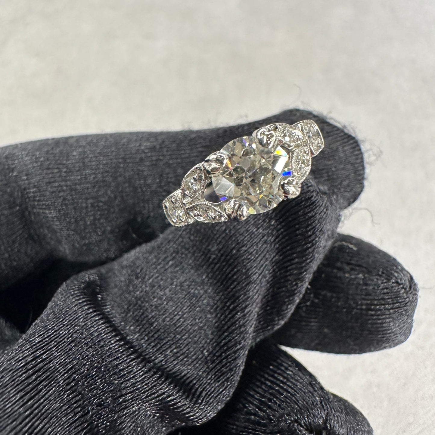 0.89ct Art Deco Platinum Engagement Ring