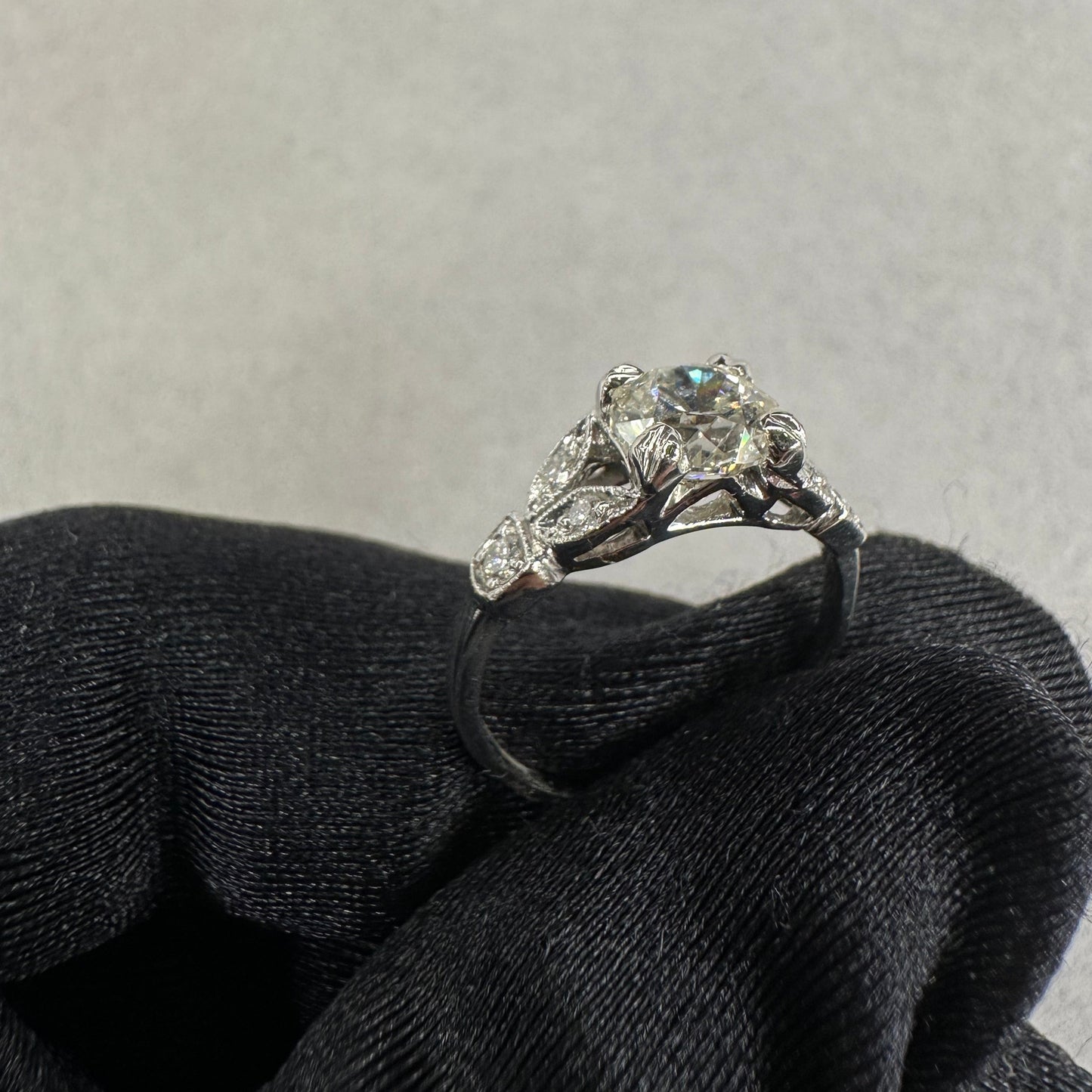 0.89ct Art Deco Platinum Engagement Ring