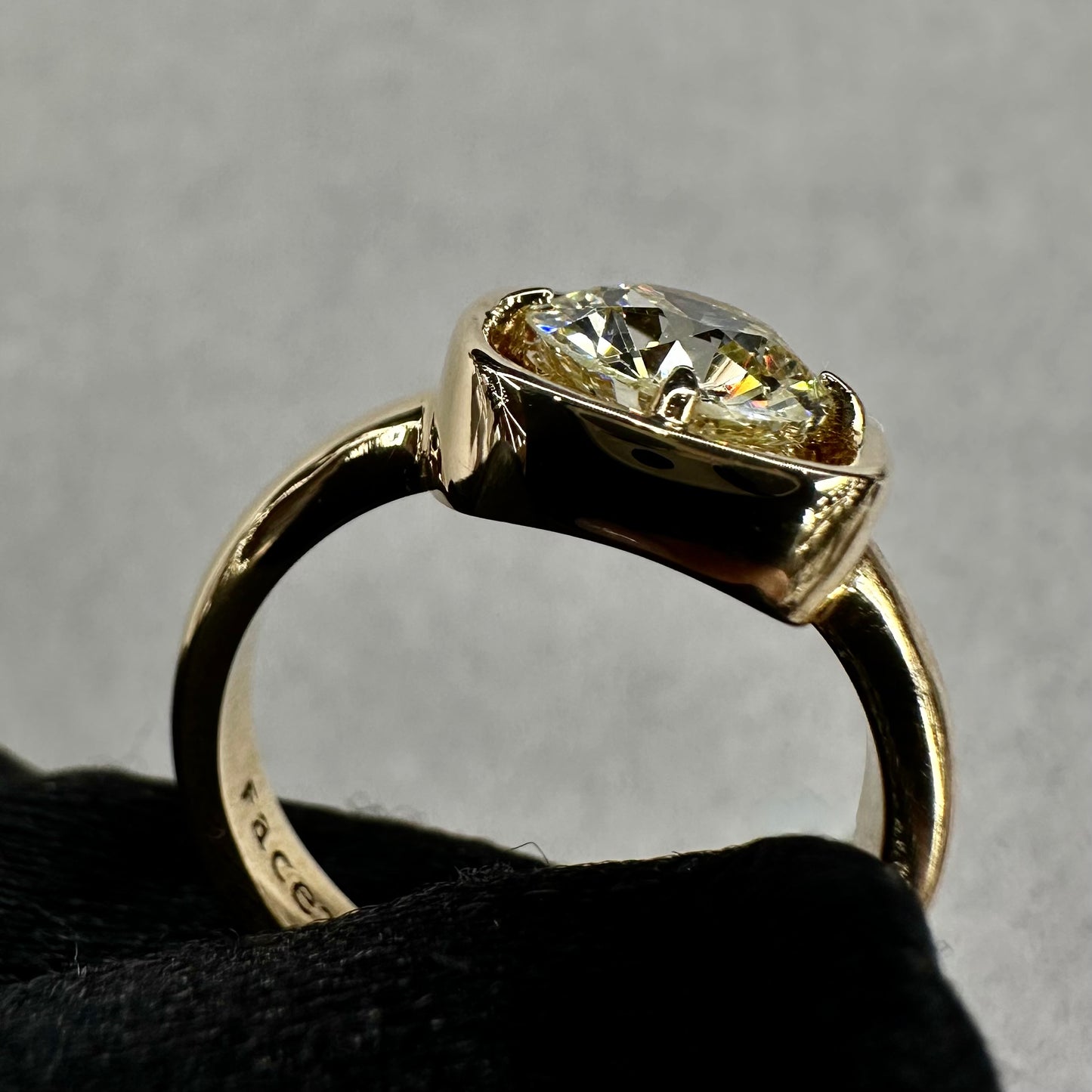 1.55CT J VS2 Old Mine Cut Diamond 18KT YG