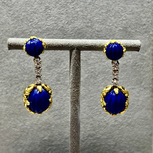 18kt Lapis and Diamond Earrings