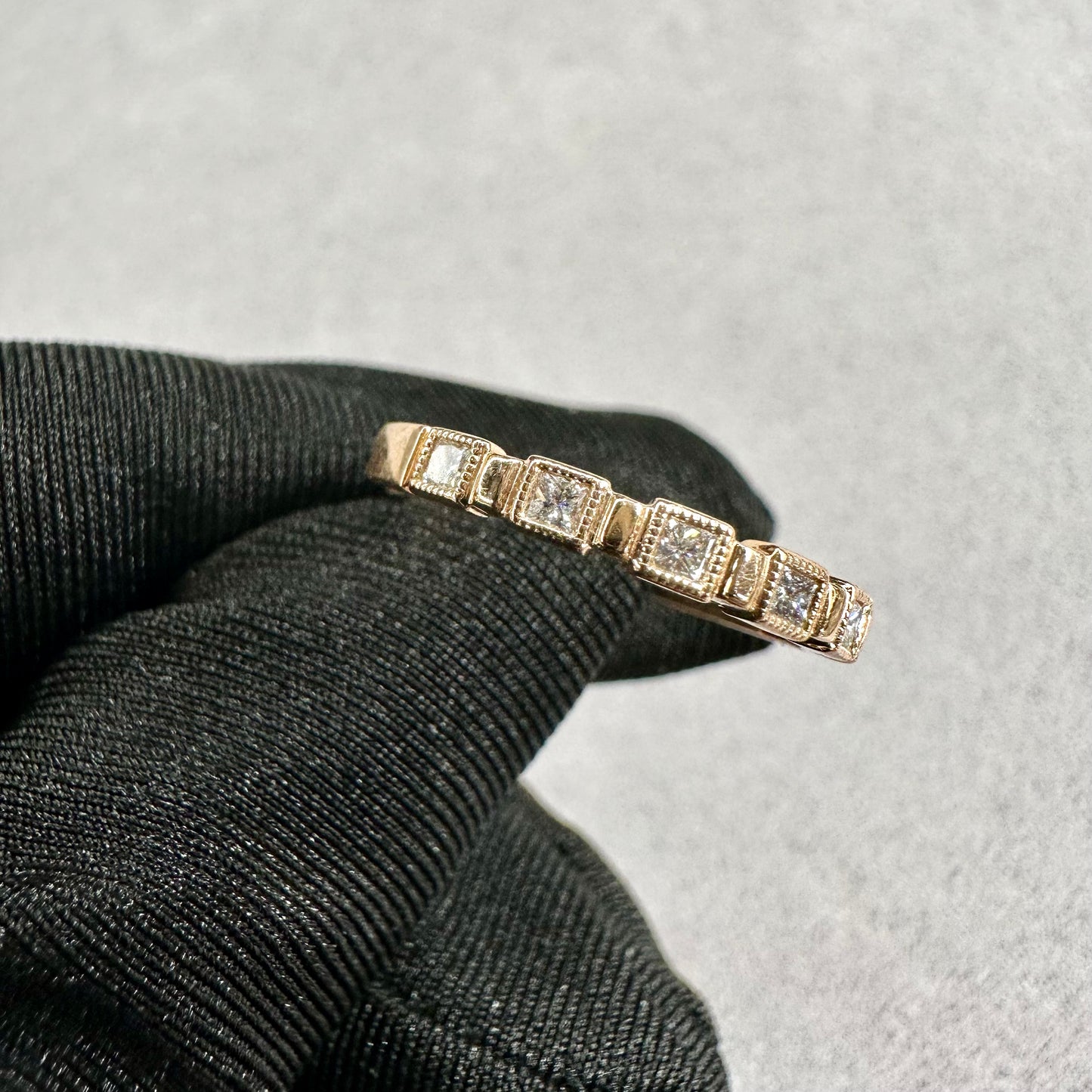 18kt Rose Gold Princess Cut Diamond Half Eternity Band