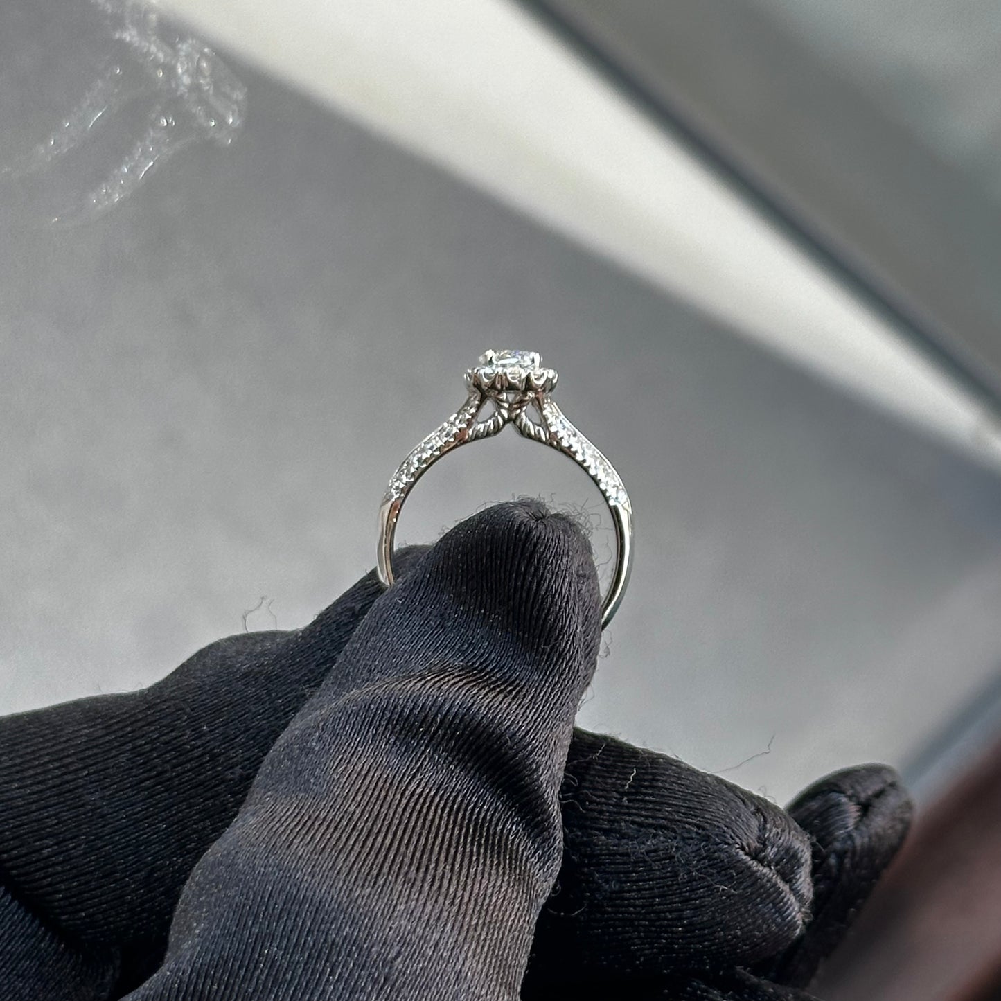 1ct Center Emerald Criss Cut Diamond Halo Engagement Ring