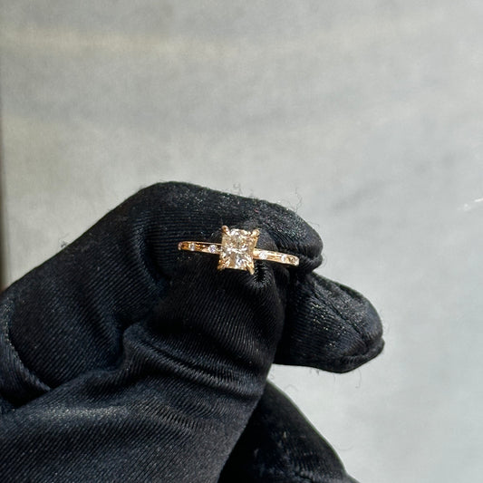 1.04ct Center Radiant Cut Champagne Diamond Engagement Ring