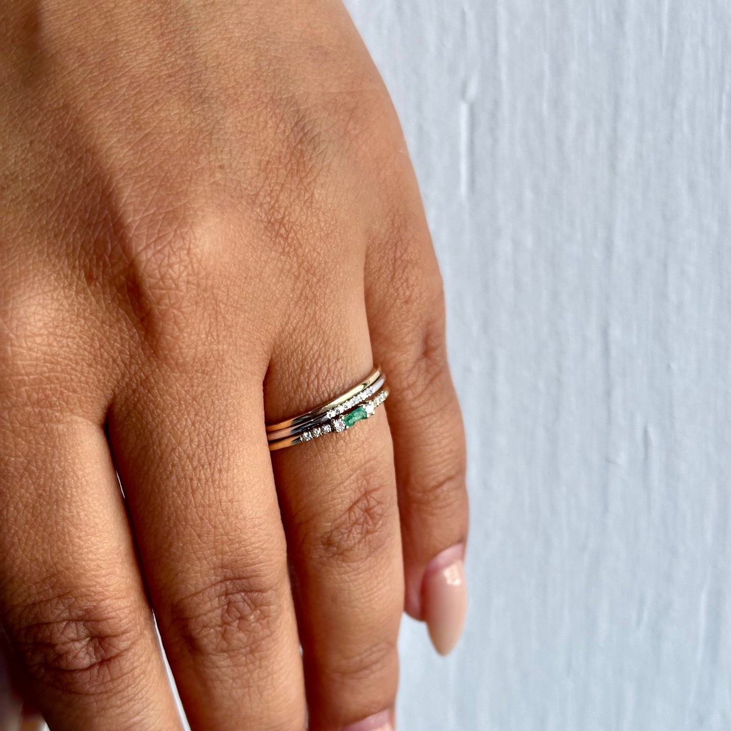 Yellow Gold Stack Hammered Ring