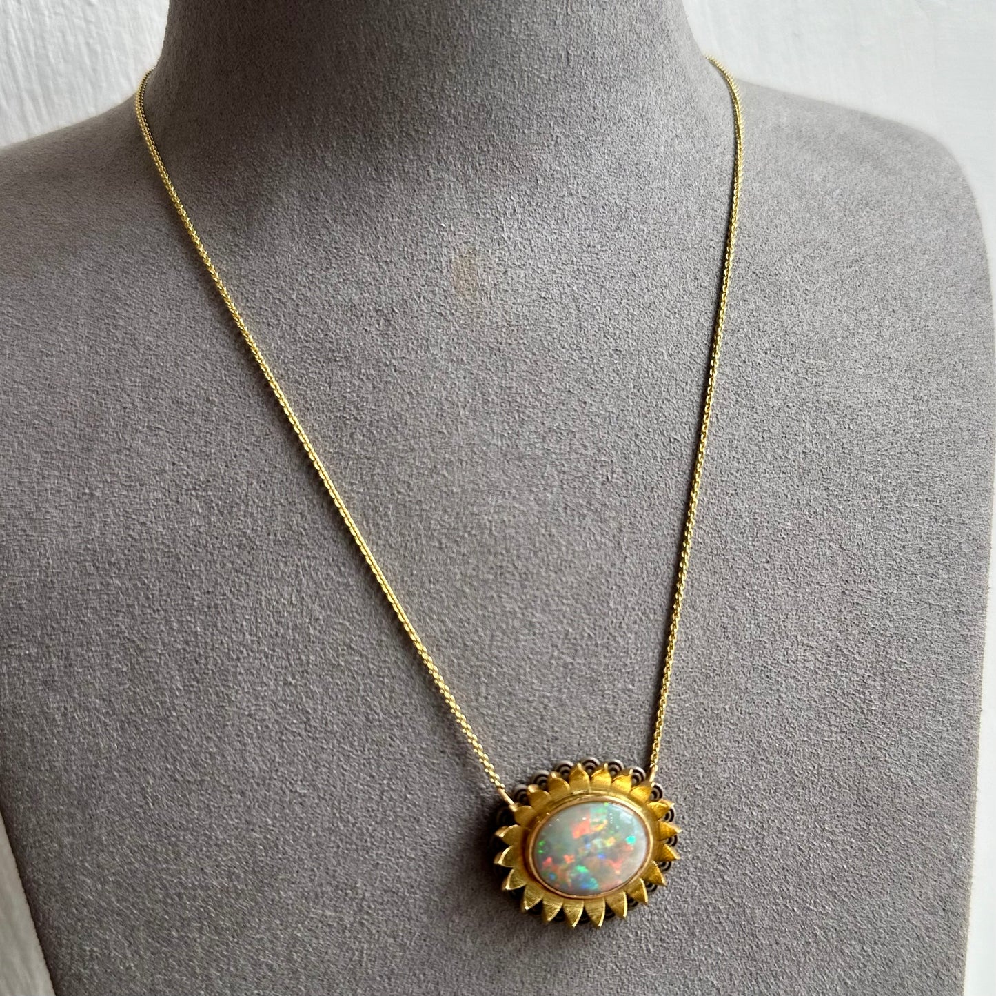 Art Deco Opal Sunflower Necklace