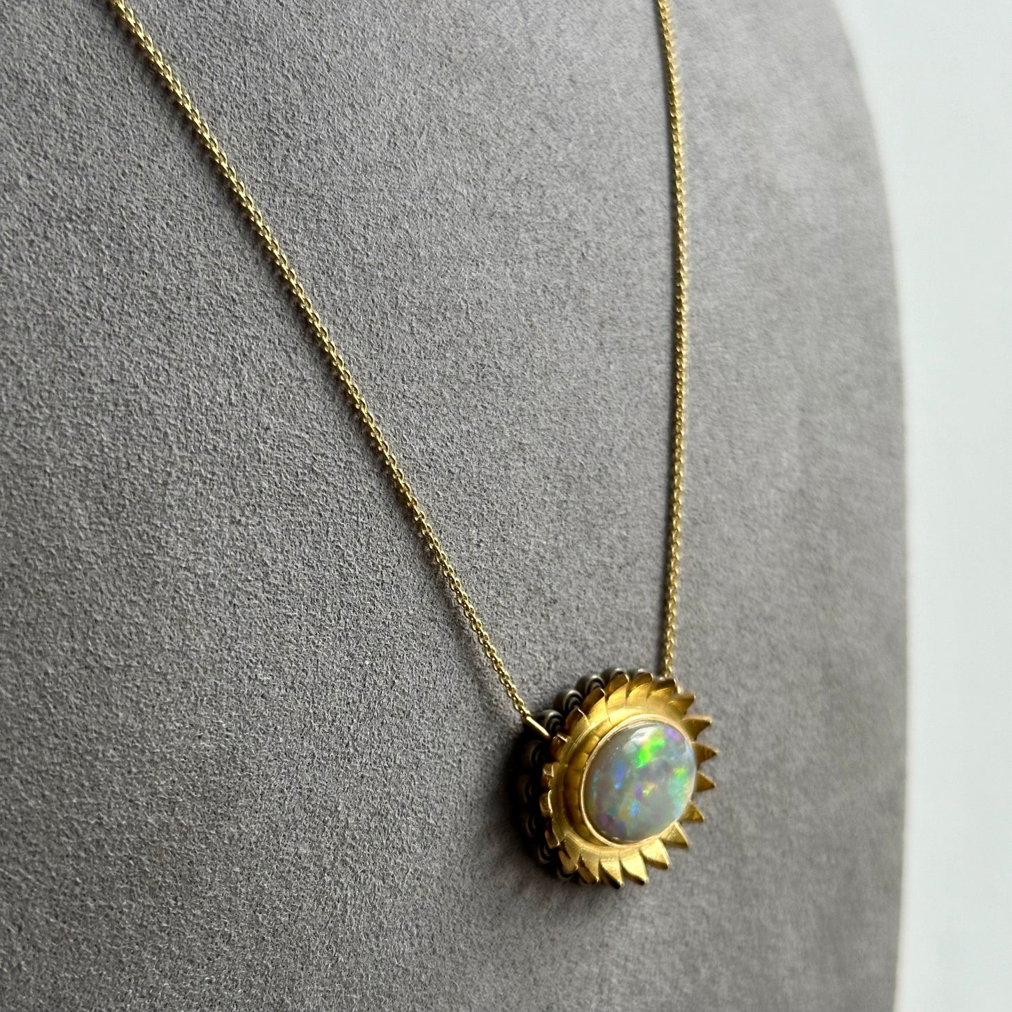 Art Deco Opal Sunflower Necklace