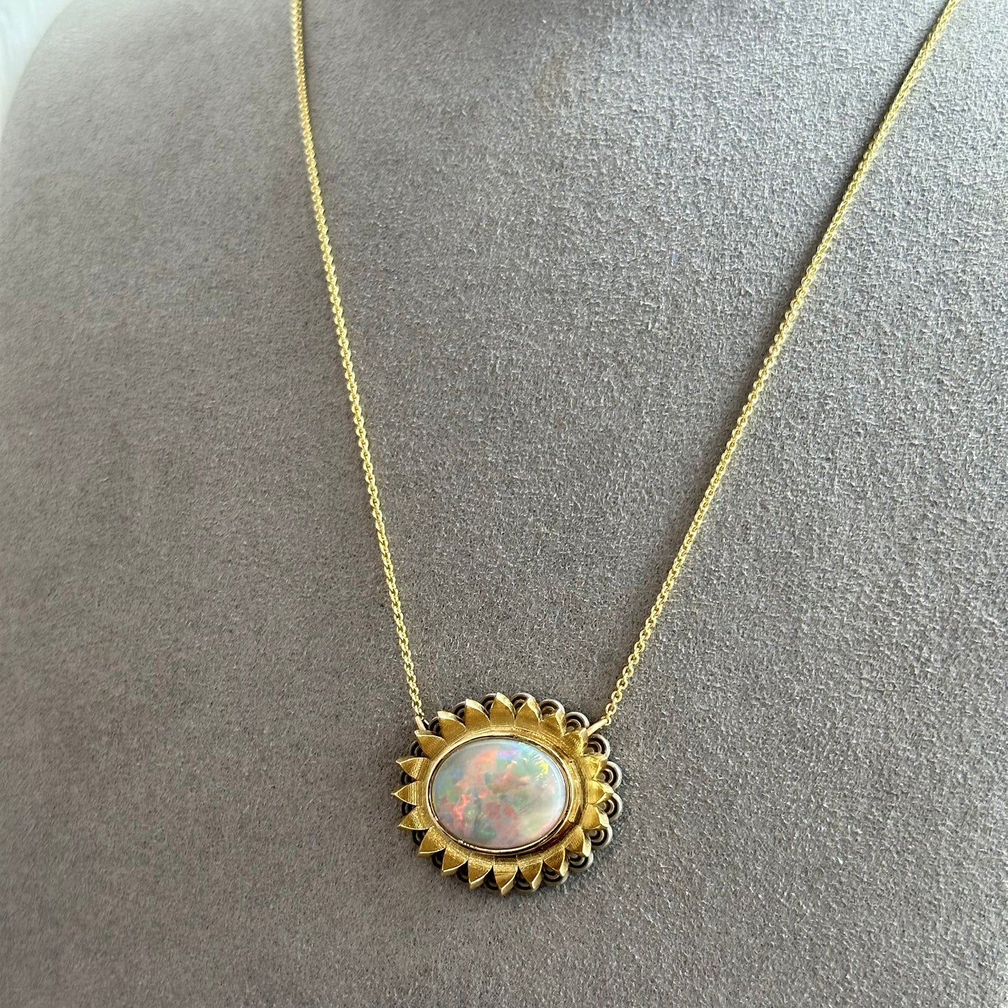 Art Deco Opal Sunflower Necklace
