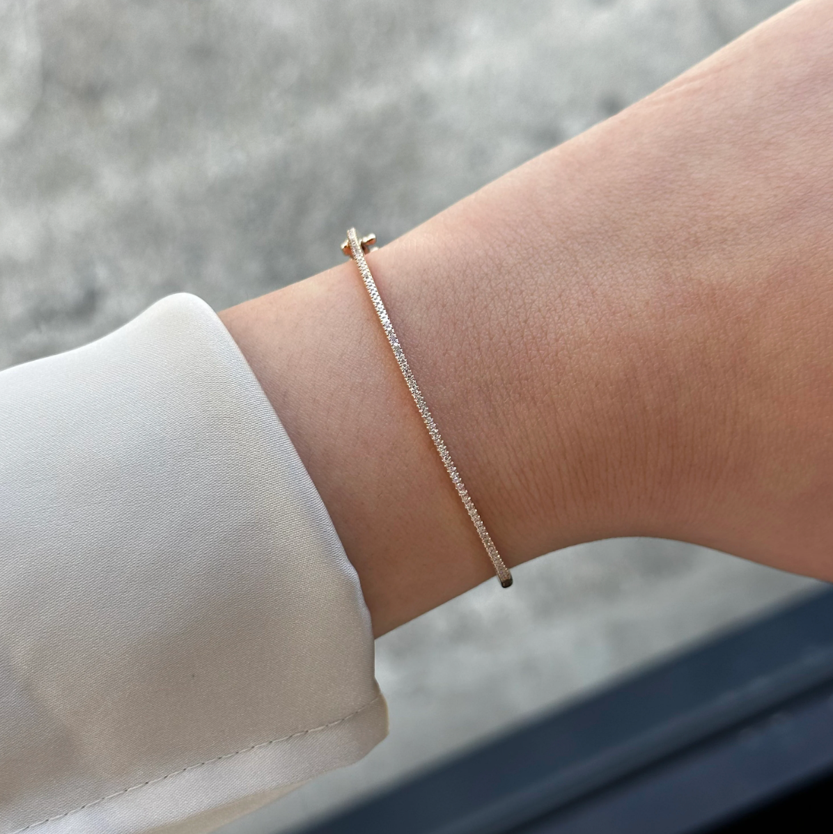 14kt Gold Micro Pave Diamond Bangle