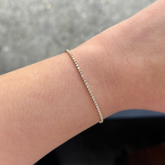 Yellow Gold Dainty Diamond Tennis Bracelet
