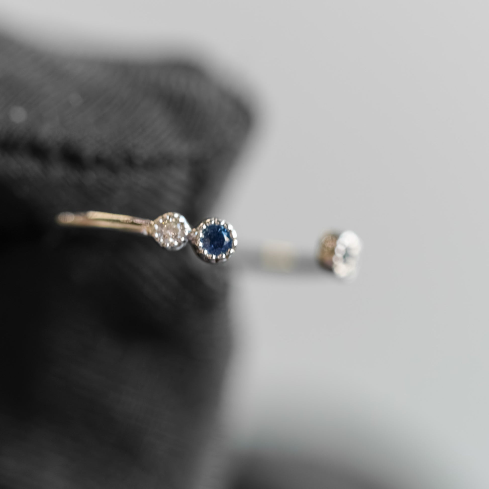 14kt White Gold Open Sapphire & Diamond Stacker