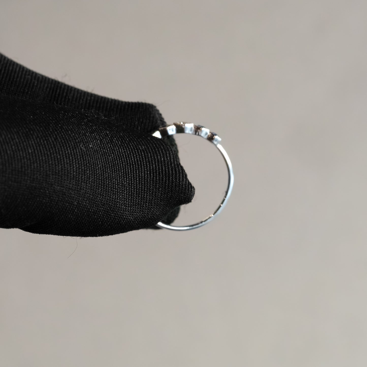 14kt White Gold Octagon Sapphire and Diamond 5-Stone Stacking Band