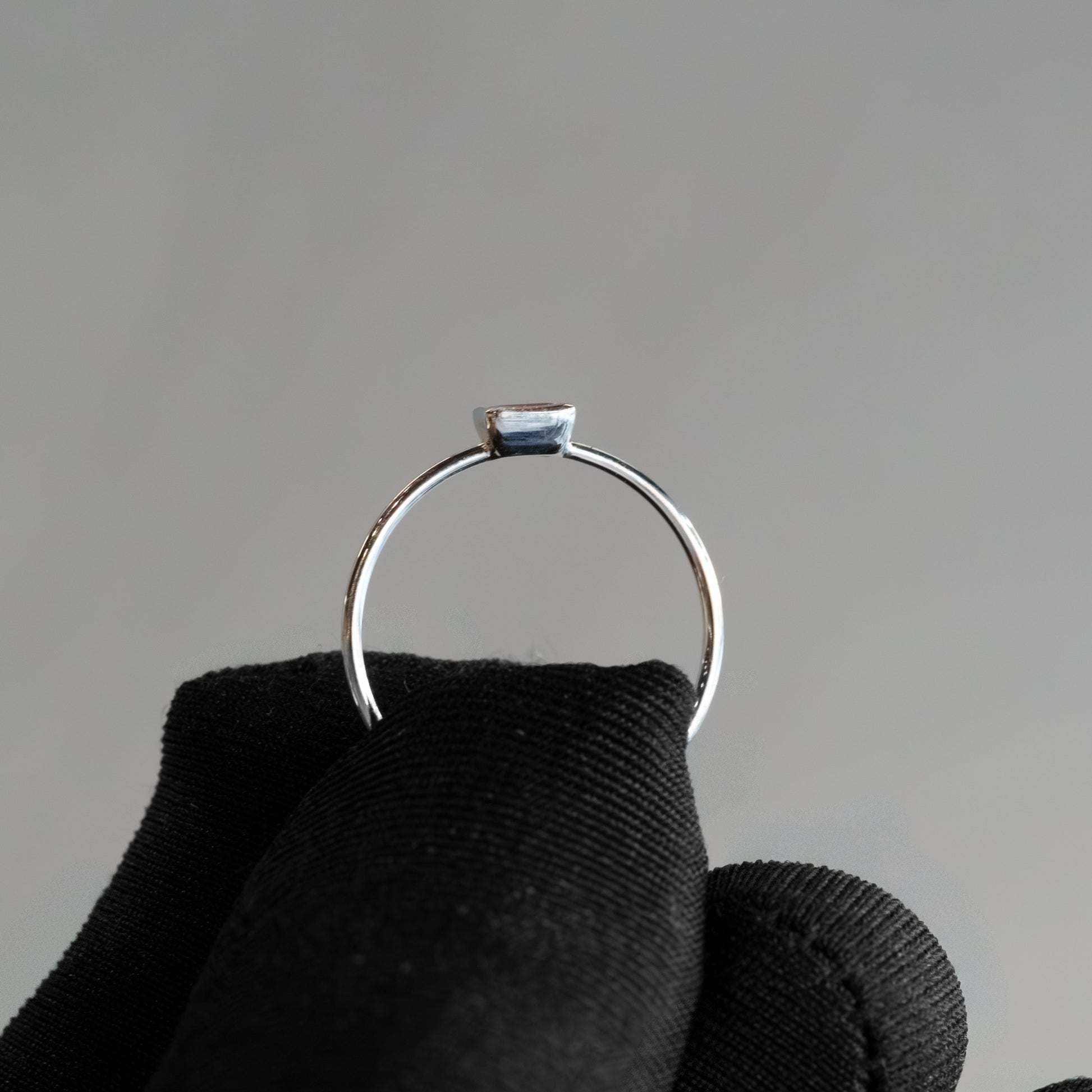 14kt White Gold Baguette Blue Sapphire Bezel-Set Stacking Ring