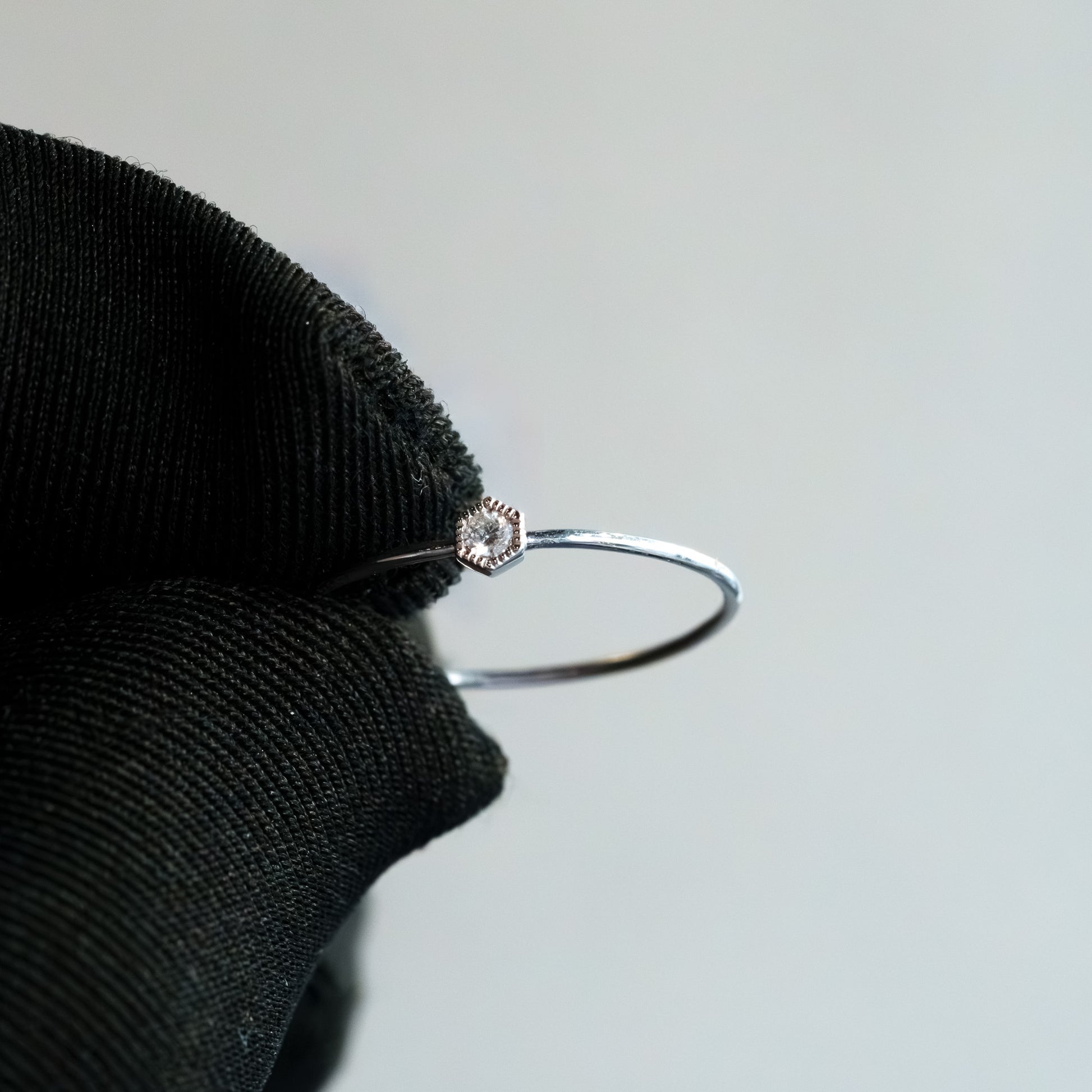 14kt White Gold Octagon Milgrain Diamond Stacking Ring (.10ct)