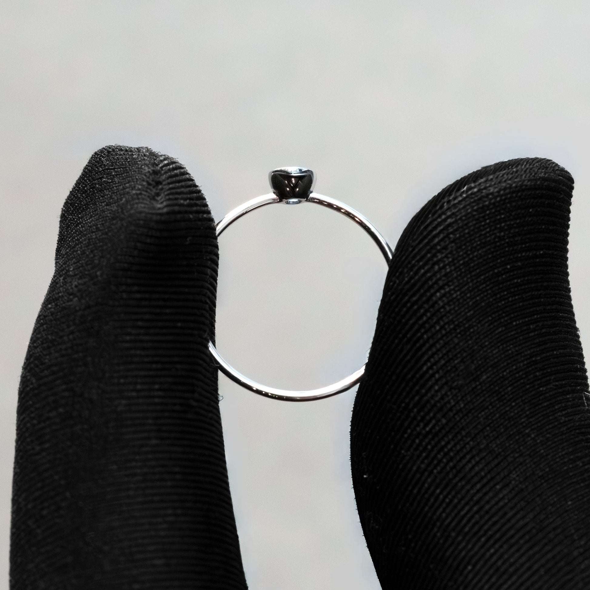 Product Name: 14kt White Gold Round Sapphire Bezel-Set Delicate Stacking Ring