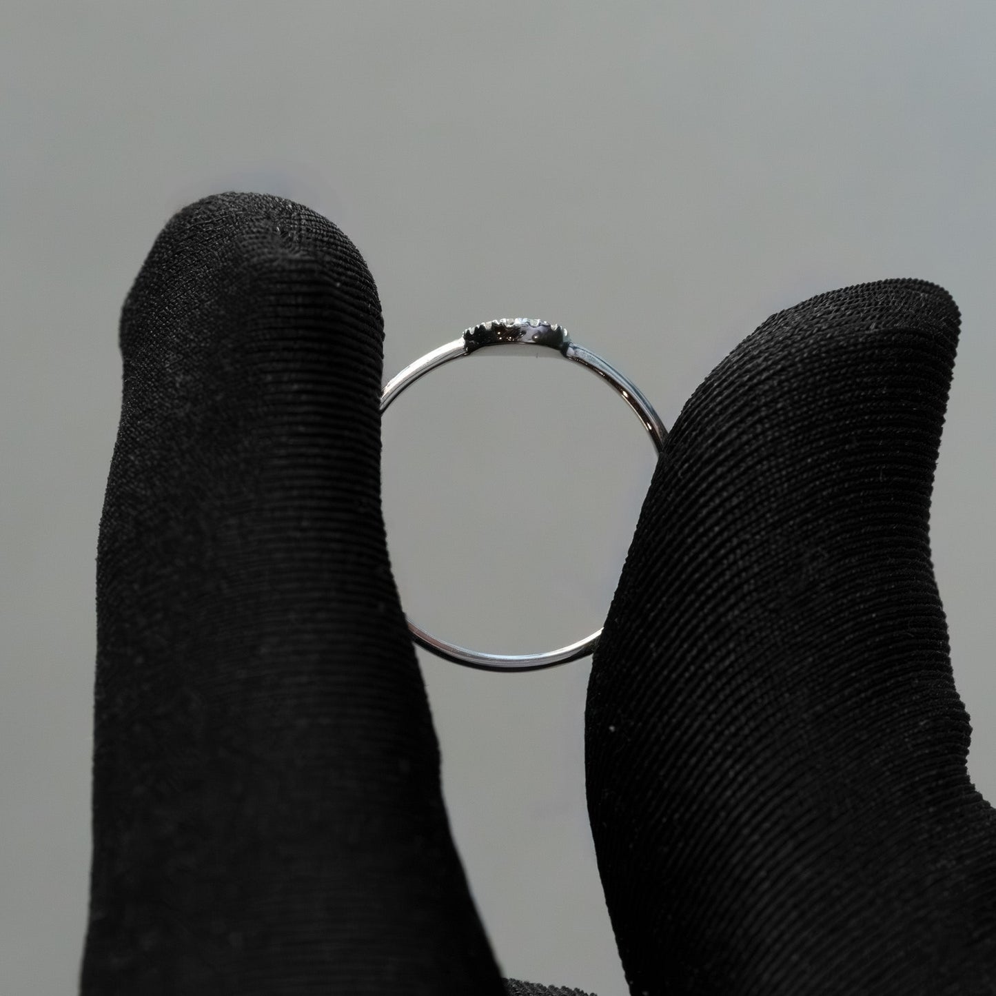 14kt White Gold Diamond & Sapphire "Evil Eye" Pavé Disc Stacking Ring