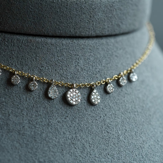 14kt Yellow Gold Diamond Pavé Multi-Shape Fringe Necklace