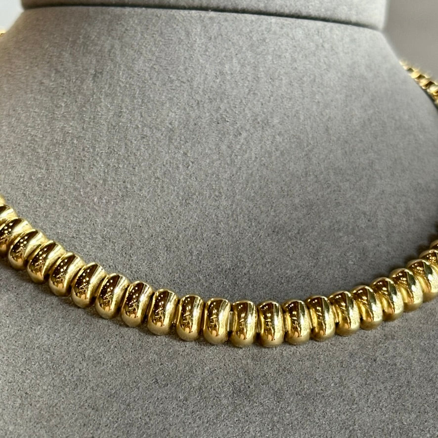 Vintage 1980s 14K Yellow Gold Pebble Necklace | 17” Length | One-of-a-Kind Statement Piece