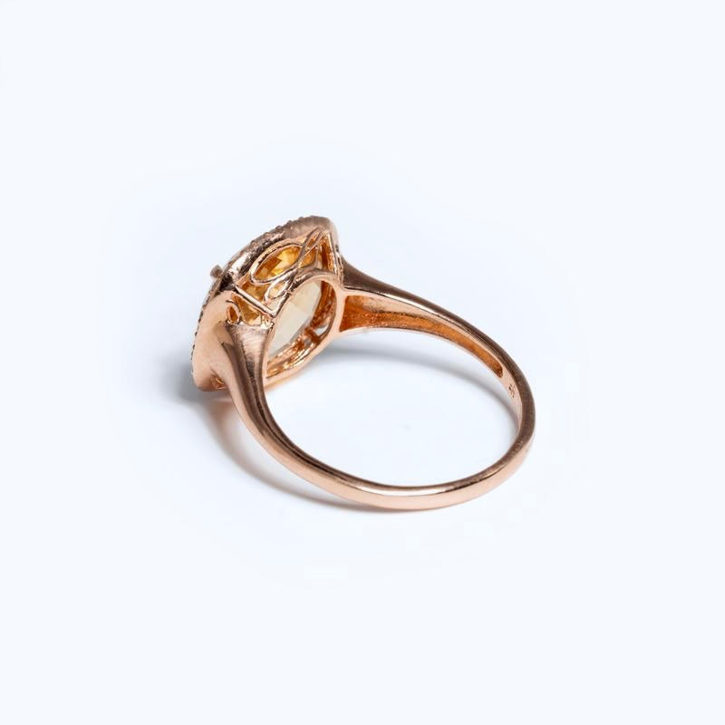 14KT ROSE GOLD CITRINE & DIAMOND RING