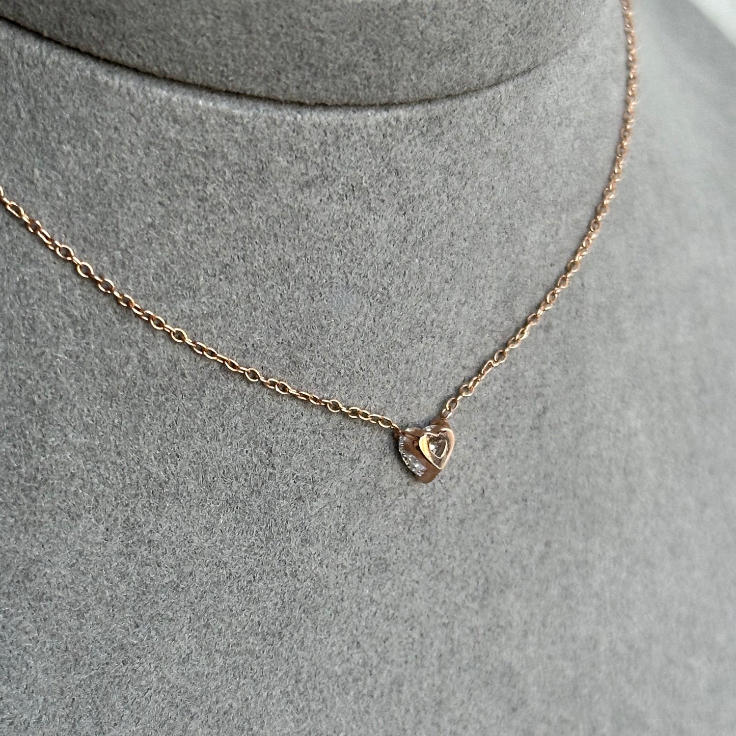 Perfect Valentine's Day Gift: Heart Diamond Necklace 0.30ct in 14kt Rose, Yellow, & White Gold