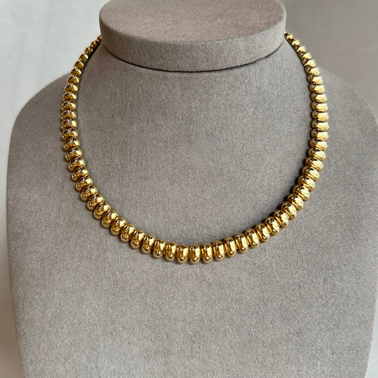 Vintage 1980s 14K Yellow Gold Pebble Necklace | 17” Length | One-of-a-Kind Statement Piece