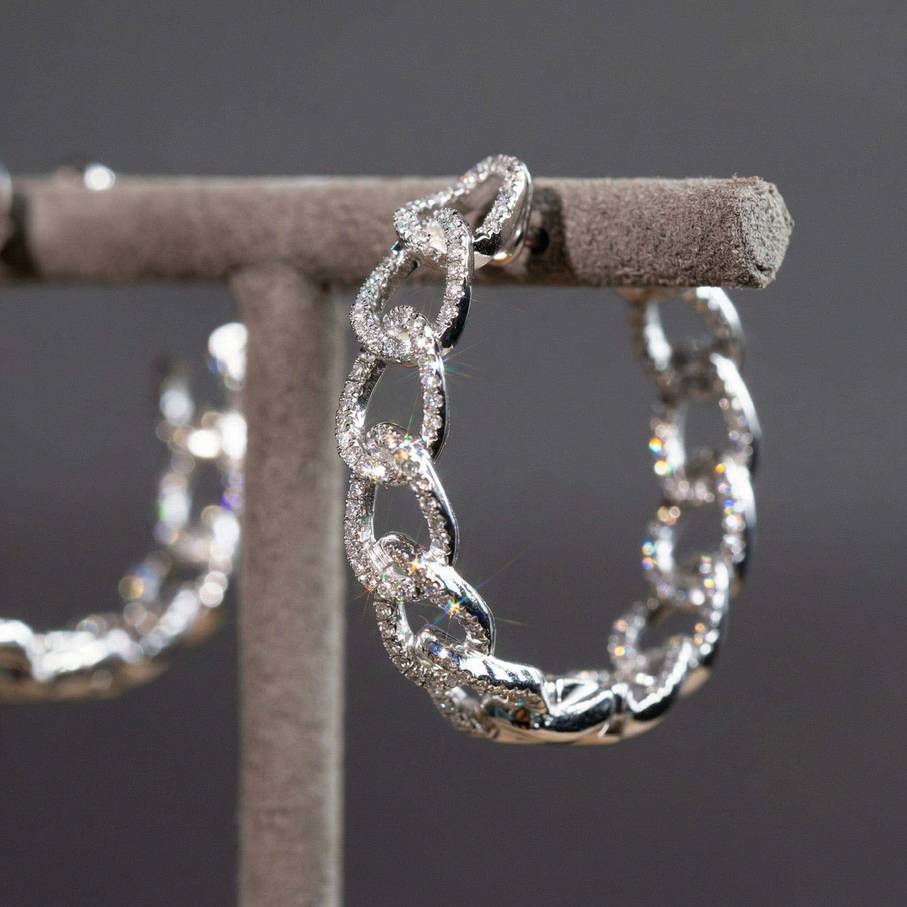 The Diamond Curb Link Hoop Earrings | Pavé Statement Hoops