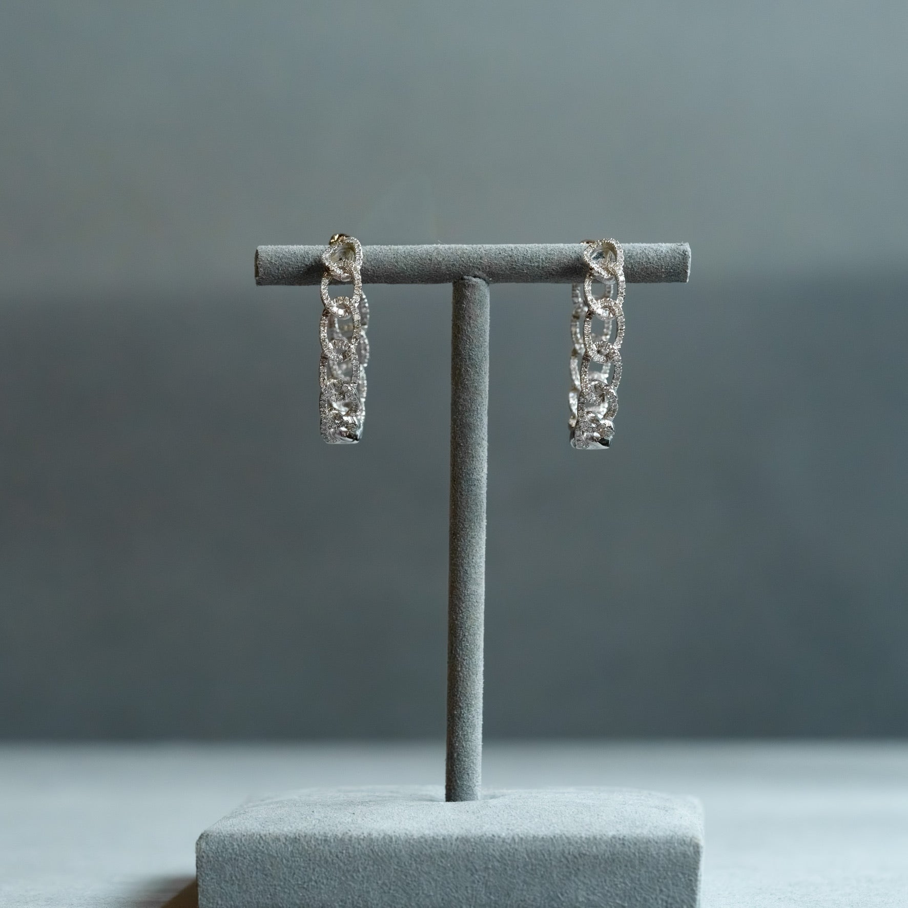 The Diamond Curb Link Hoop Earrings | Pavé Statement Hoops