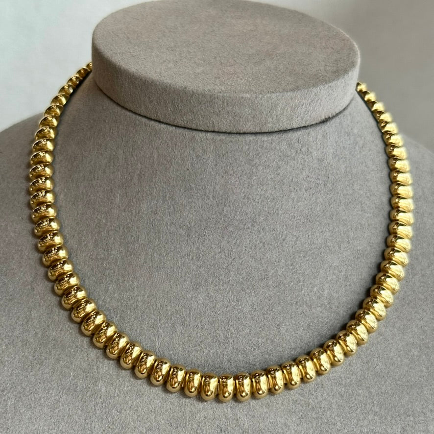 Vintage 1980s 14K Yellow Gold Pebble Necklace | 17” Length | One-of-a-Kind Statement Piece