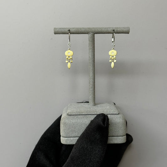 Two Tone Matte Diamond Fancy Drop Earrings
