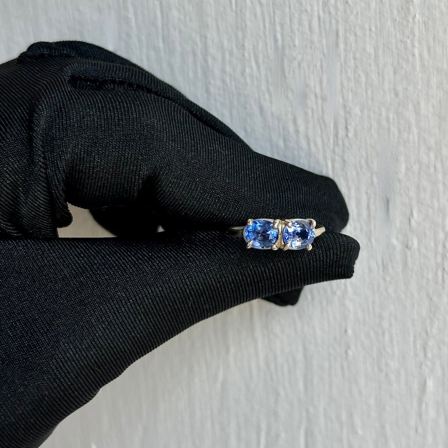 Handcrafted 14kt White Gold Blue Sapphire Ring