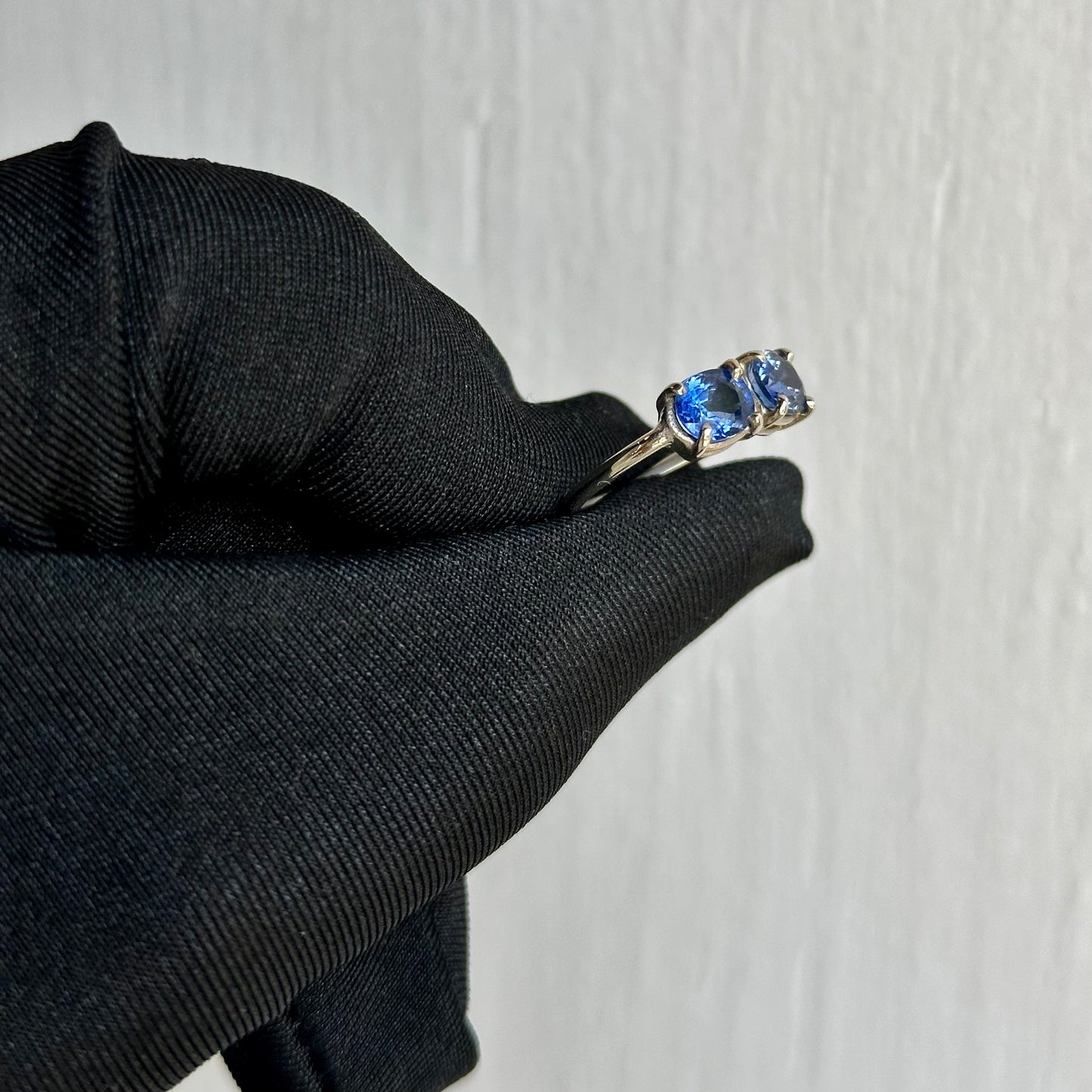 Handcrafted 14kt White Gold Blue Sapphire Ring