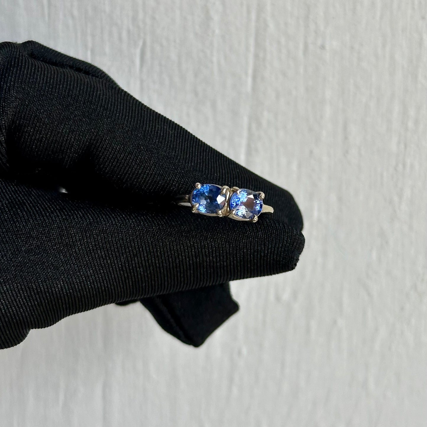 Handcrafted 14kt White Gold Blue Sapphire Ring