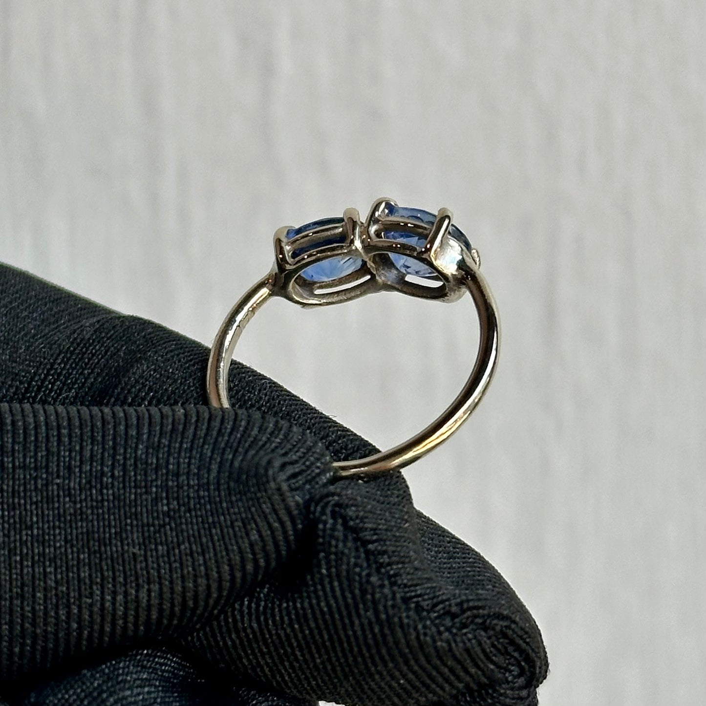 Handcrafted 14kt White Gold Blue Sapphire Ring