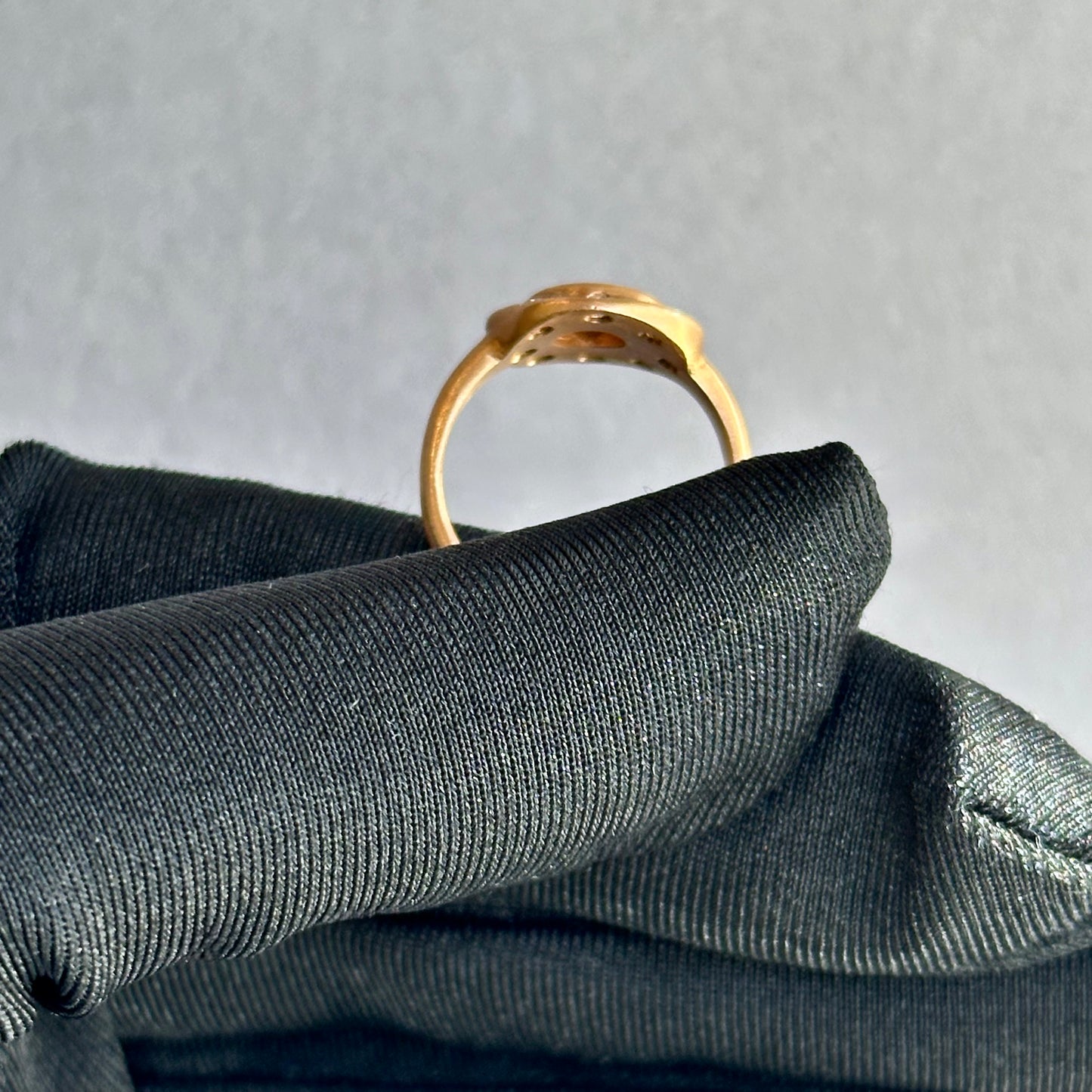 14K Yellow Gold Rose-Cut Diamond Engagement Ring – Flush Fit, Burnish Set Accent Diamonds, Satin Finish (Size 5.75, One-of-a-Kind)