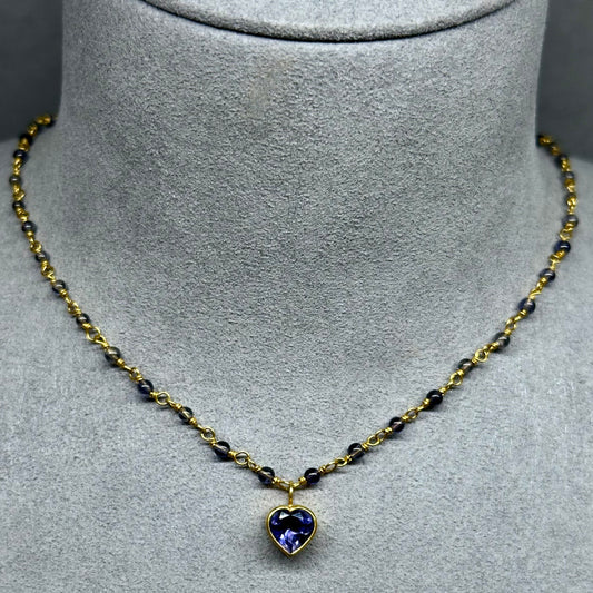 Heather - Heart Purple Sapphire & Iolite Necklace